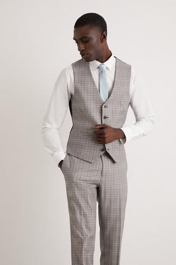 Related Product Skinny Fit Grey Blue Pow Check Waistcoat