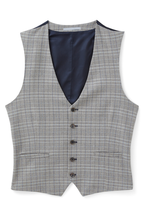 Burton Skinny Fit Grey Blue Pow Check Waistcoat 4