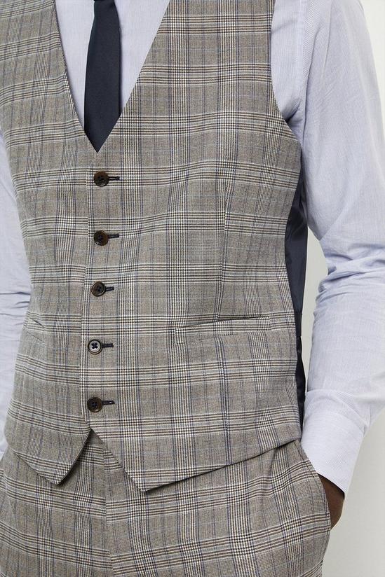 Burton Skinny Fit Grey Blue Pow Check Waistcoat 5