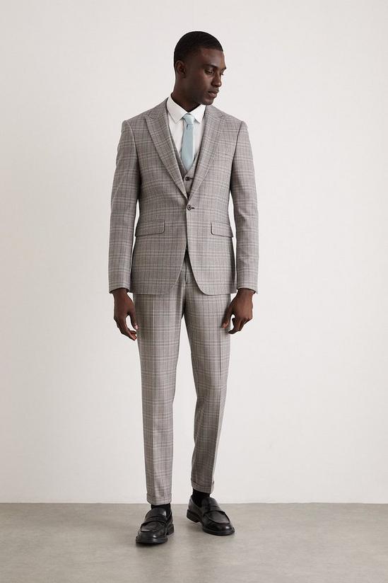 Burton Skinny Fit Grey Blue Pow Check Waistcoat 6