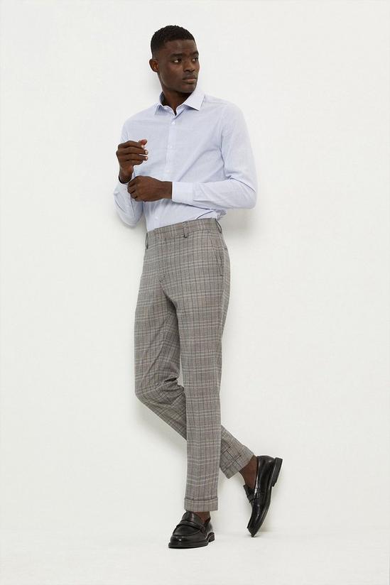 Burton Skinny Fit Grey Blue Pow Check Suit Trousers 2