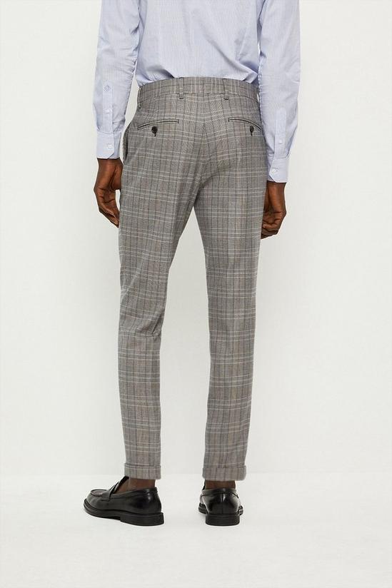 Burton Skinny Fit Grey Blue Pow Check Suit Trousers 3