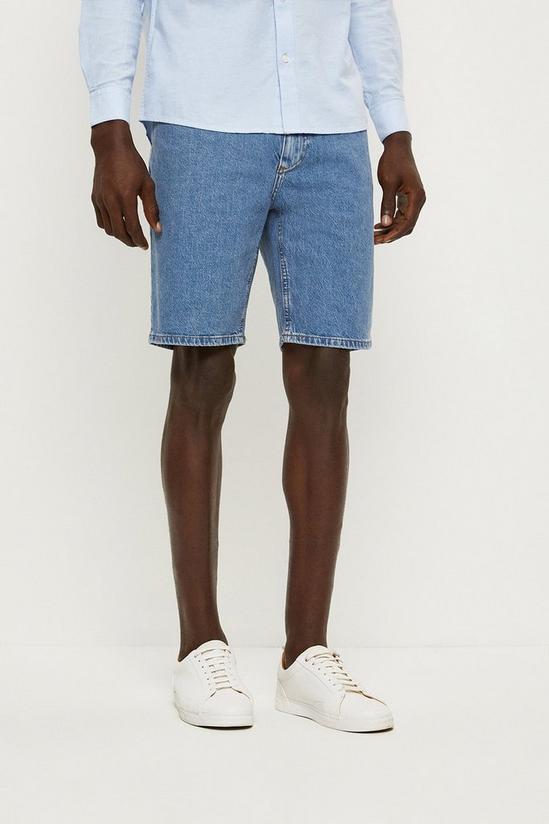 Burton Slim Fit Mid Blue Wash Denim Shorts 1