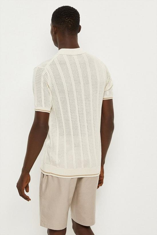 Burton Ecru Tipped Textured Knitted Shirt 3