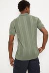 Burton Pure Cotton Green Vertical Texture Zip Neck Knitted Polo Shirt thumbnail 3