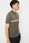 Burton Brown Chest Stripe Texture Knitted Polo Shirt thumbnail 1