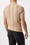 Burton Brown Cable Knitted Polo Shirt thumbnail 3