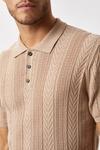 Burton Brown Cable Knitted Polo Shirt thumbnail 4