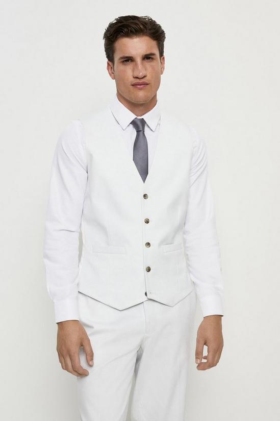 Burton Slim Fit Pale Grey Cotton Stretch Waistcoat 1