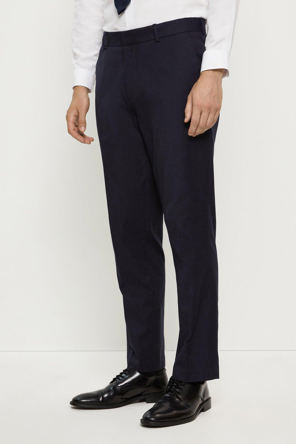 Suits | Slim Fit Navy Cotton Stretch Suit Trousers | Burton