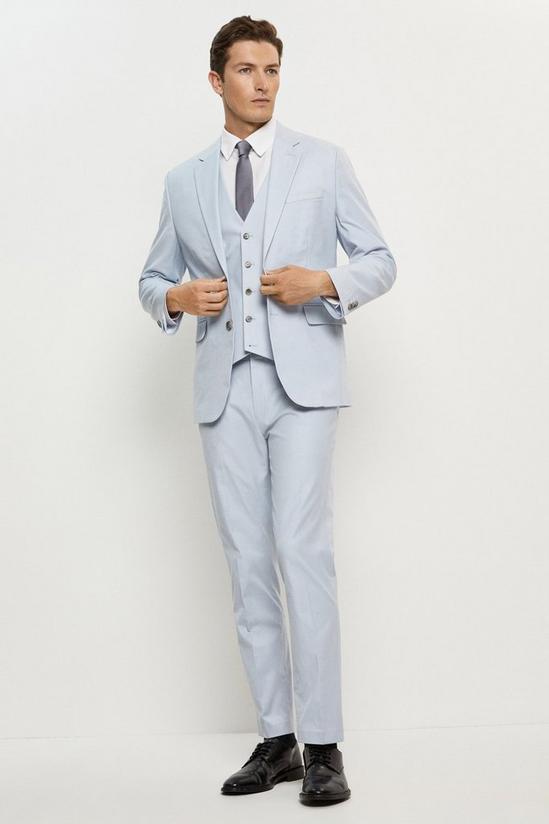 Burton Slim Fit Blue Cotton Stretch Suit Jacket 1