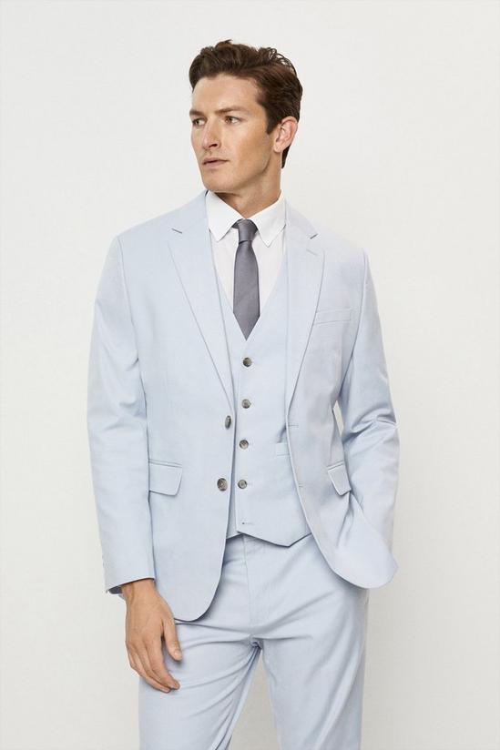 Burton Slim Fit Blue Cotton Stretch Suit Jacket 2