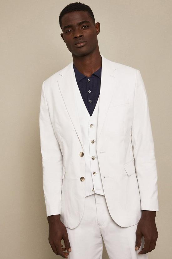 Burton Tailored Fit Pale Grey Cotton Stretch Suit Jacket 1