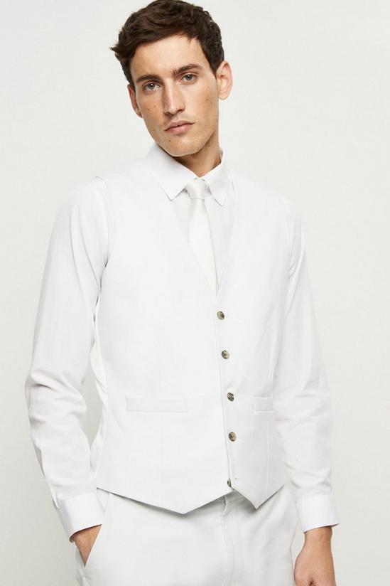 Burton Tailored Fit Pale Grey Cotton Stretch Waistcoat 1