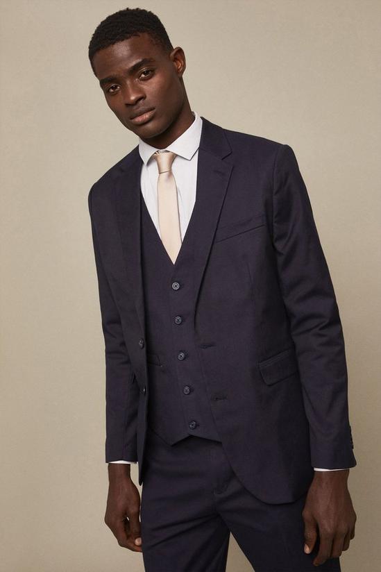 Burton Tailored Fit Navy Cotton Stretch Suit Jacket 2