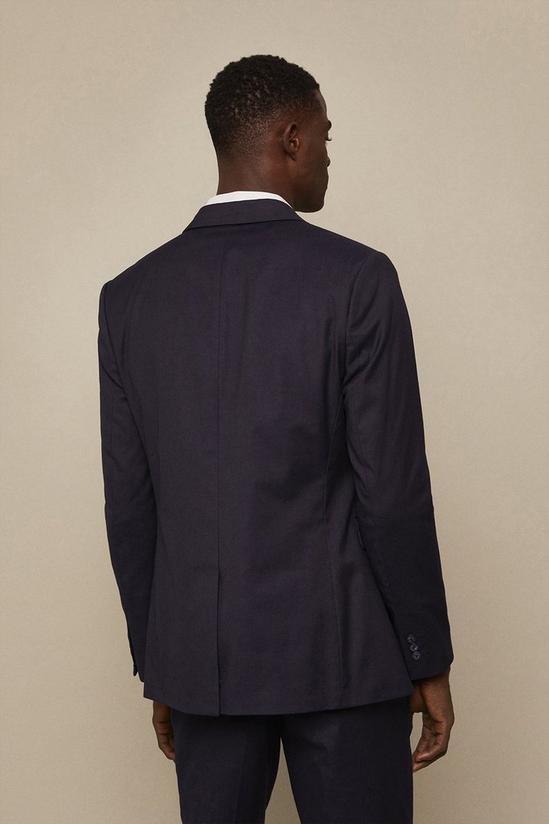 Burton Tailored Fit Navy Cotton Stretch Suit Jacket 3