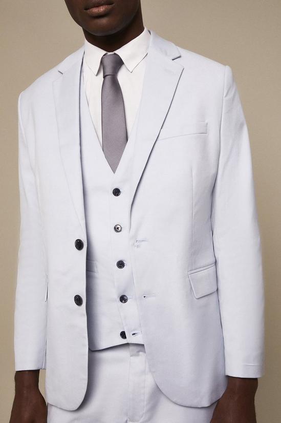 Burton Tailored Fit Blue Cotton Stretch Suit Jacket 5