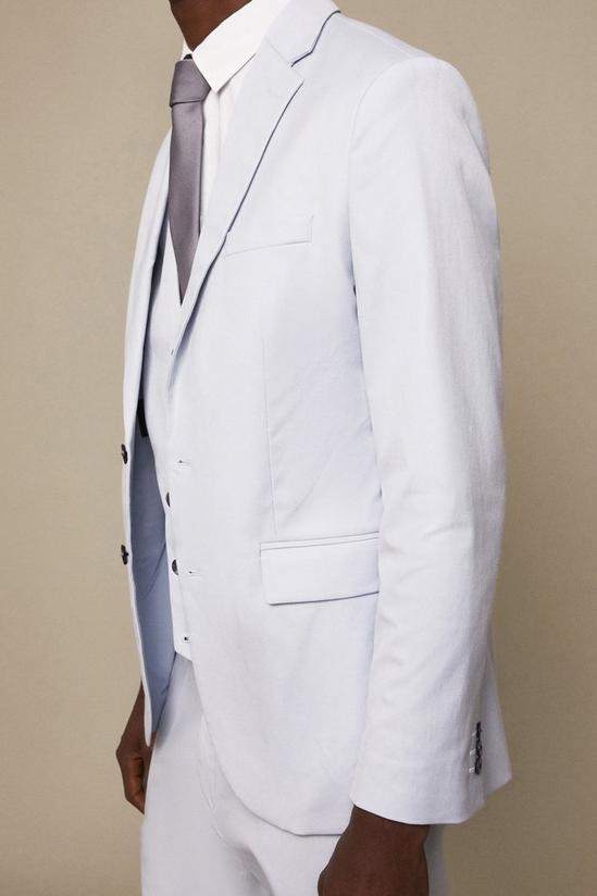 Burton Tailored Fit Blue Cotton Stretch Suit Jacket 6