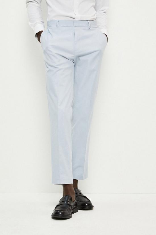 Burton Tailored Fit Blue Cotton Stretch Suit Trousers 1