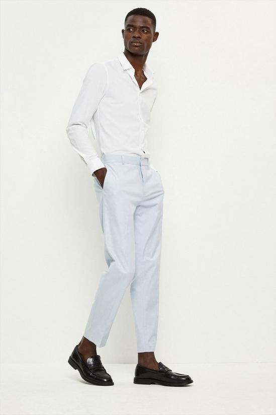 Burton Tailored Fit Blue Cotton Stretch Suit Trousers 2