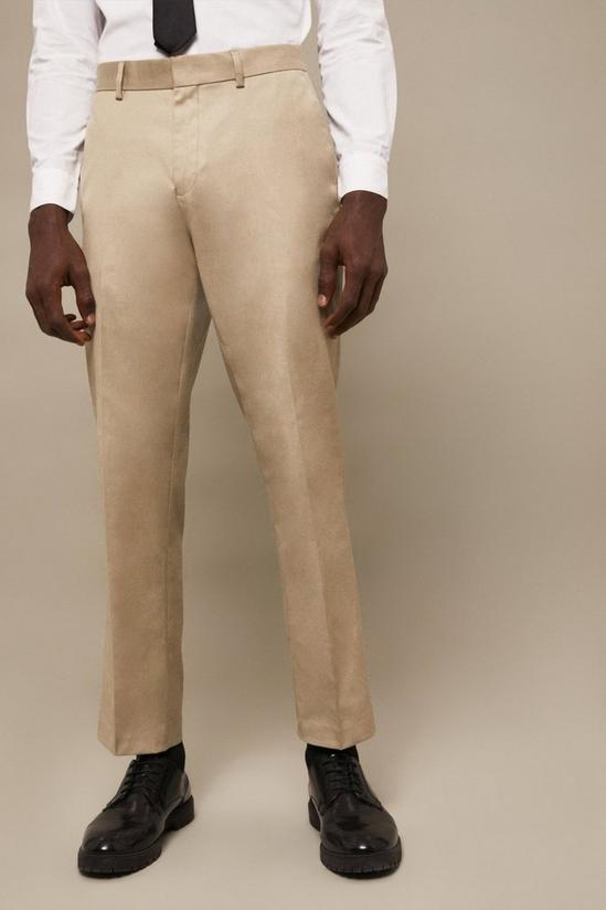 Burton Tailored Fit Stone Cotton Stretch Suit Trousers 2