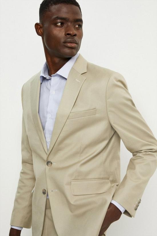 Burton Slim Fit Stone Cotton Stretch Suit Jacket 1