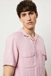 Burton Pink Slim Fit Revere Short Sleeve Shirt thumbnail 1