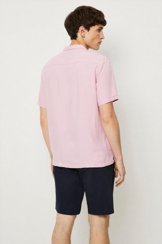 Burton Pink Slim Fit Revere Short Sleeve Shirt 3
