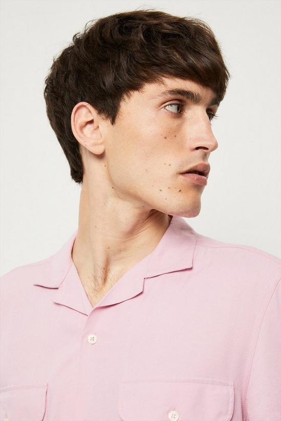 Burton Pink Slim Fit Revere Short Sleeve Shirt 4