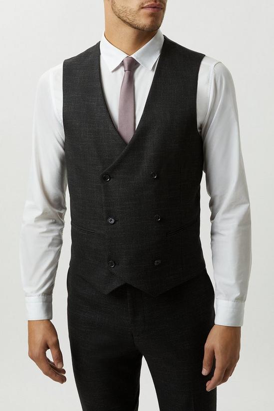 Burton Slim Fit Black Textured Suit Waistcoat 1