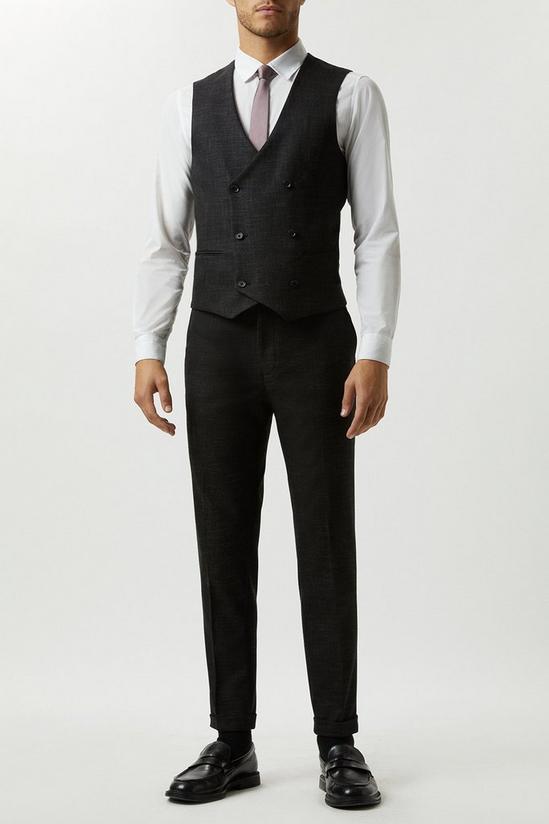 Burton Slim Fit Black Textured Suit Waistcoat 2