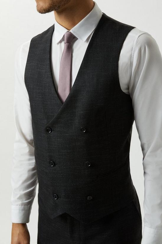 Burton Slim Fit Black Textured Suit Waistcoat 4