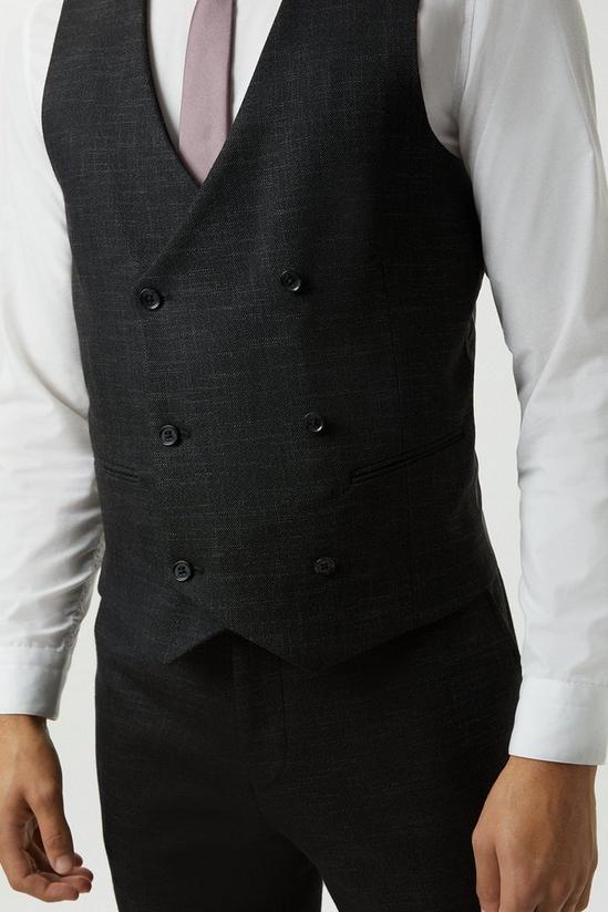 Burton Slim Fit Black Textured Suit Waistcoat 6