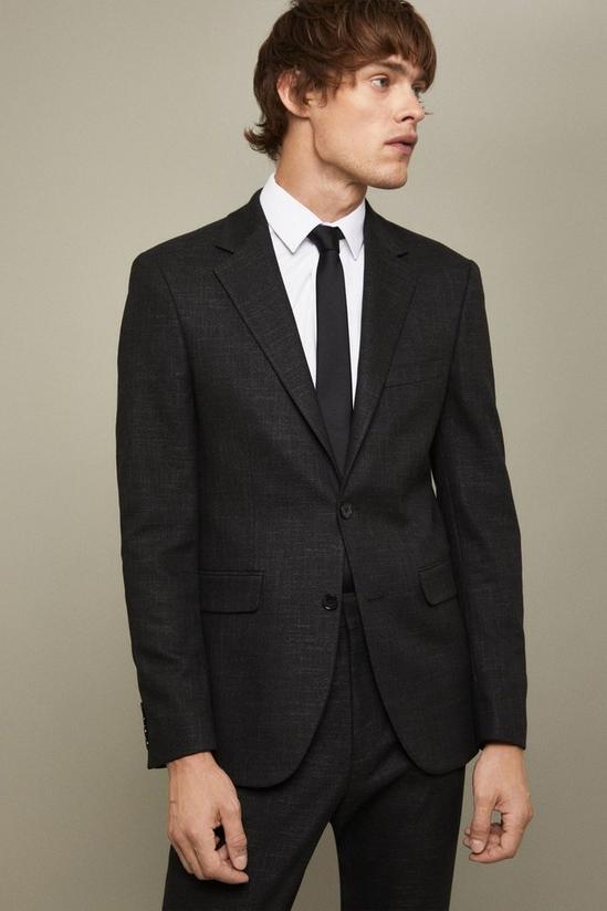 Burton Slim Fit Black Textured Suit Jacket 1