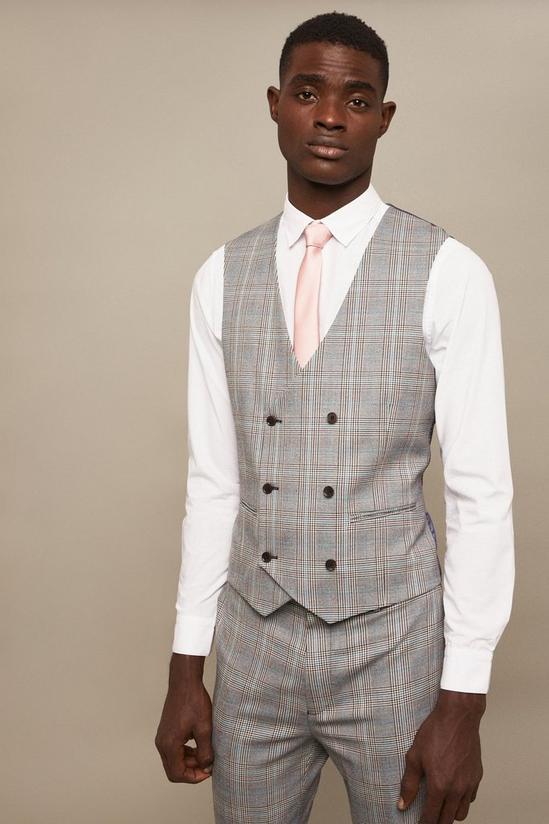 Burton Slim Fit Grey Highlight Check Suit Waistcoat 1