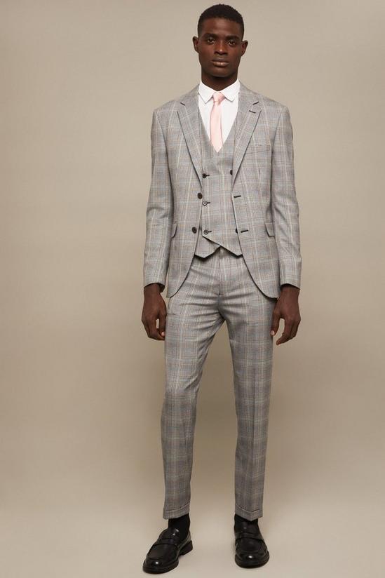 Burton Slim Fit Grey Highlight Check Suit Waistcoat 2