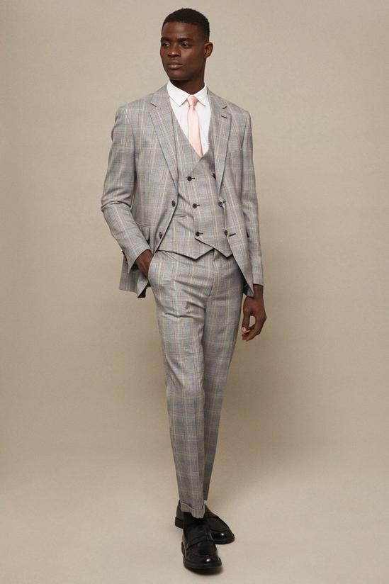 Burton Slim Fit Grey Highlight Check Suit Jacket 1