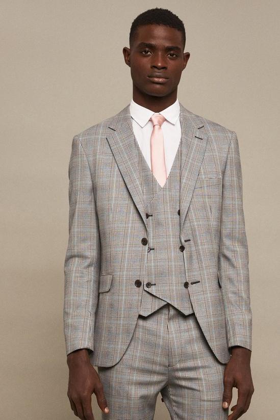 Burton Slim Fit Grey Highlight Check Suit Jacket 2