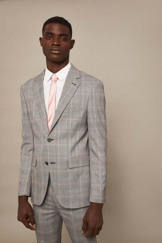 Burton Slim Fit Grey Highlight Check Suit Jacket 4