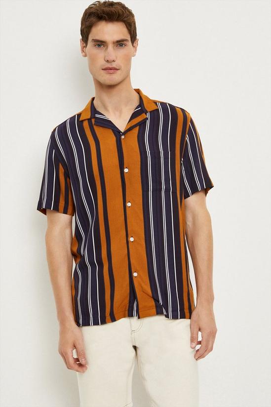 Burton Camel Short Sleeve Stripe Shirt 1