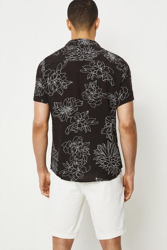 Burton Regular Fit Black Mono Leaf Print Short Sleeve Shirt 3