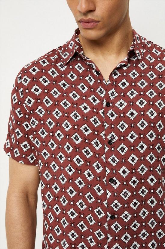 Burton Red Regular Fit Geo Print Short Sleeve Shirt 4