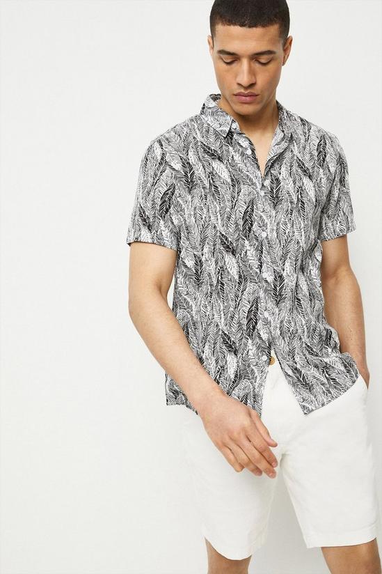 Burton Regular Fit White Feather Printed Short Sleeve Shirt 1