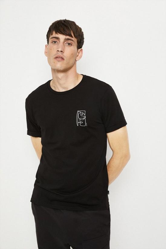 Burton Slim Fit Black Chest Print T-shirt 1