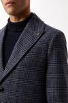 Burton Navy Wool Blend Checked Overcoat thumbnail 4