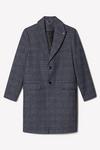 Burton Navy Wool Blend Checked Overcoat thumbnail 5