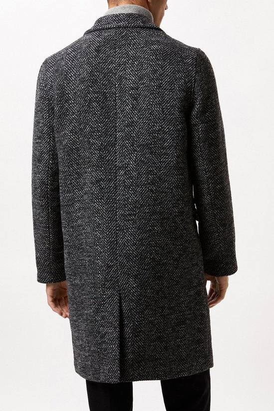 Burton Herringbone Wool Blend Double Breasted Overcoat 3