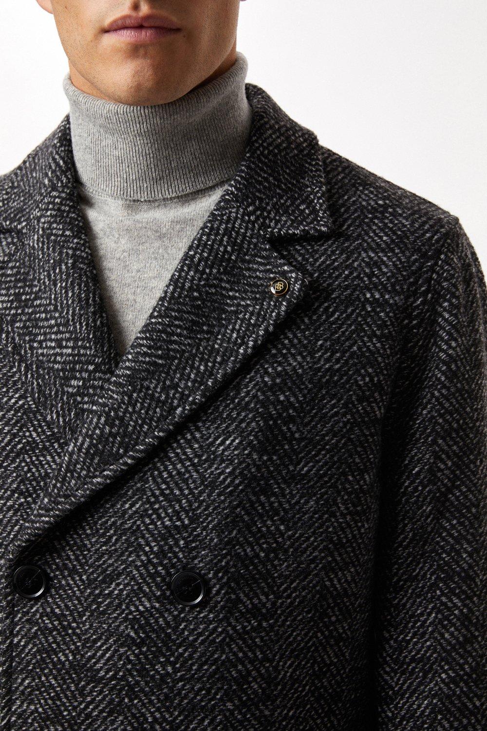 Double breasted hotsell herringbone overcoat