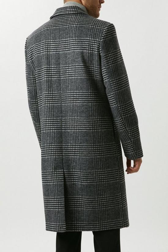 Burton Mono Check Wool Blend 3 Button Overcoat 3