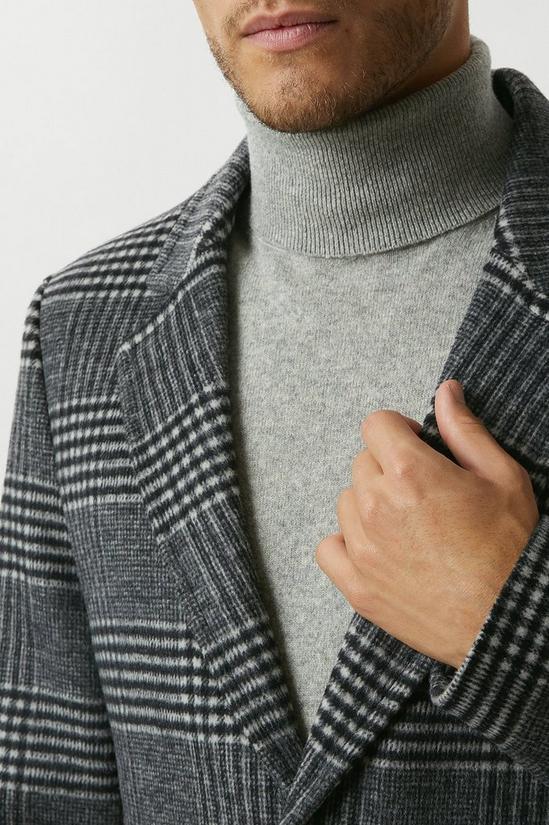 Burton Mono Check Wool Blend 3 Button Overcoat 4